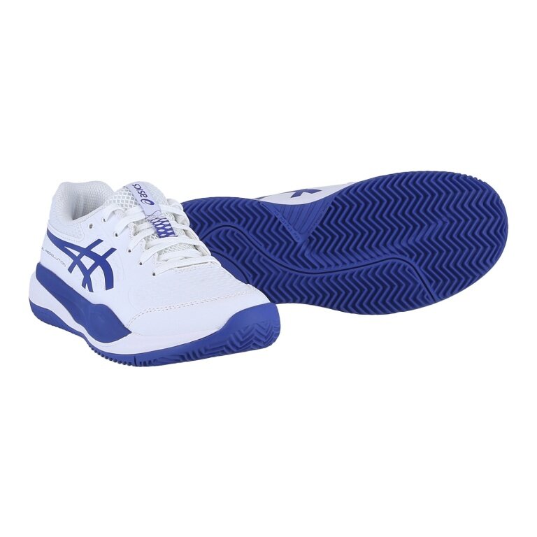 Asics buty tenisowe Gel Resolution X na nawierzchnię clay/sand 2025 białe/kobaltowe dziecięce