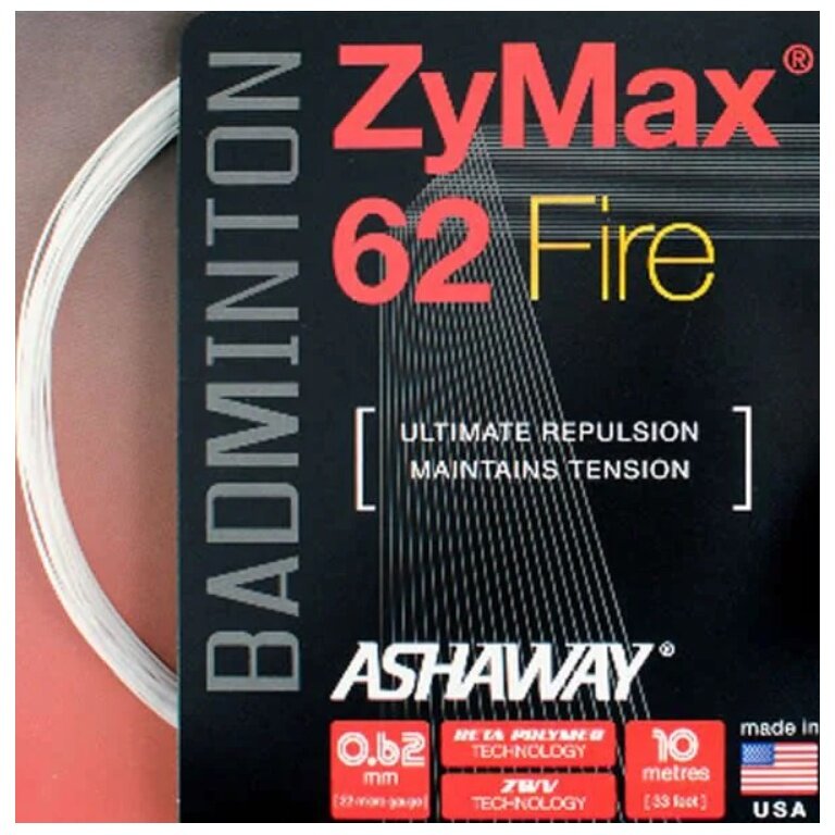 Ashaway Sznur do badmintona Zymax 62 Fire biały 10m Zestaw