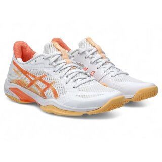 Asics buty halowe Blade FF 2 (buty do squasha i badmintona) 2025 białe/pomarańczowe damskie