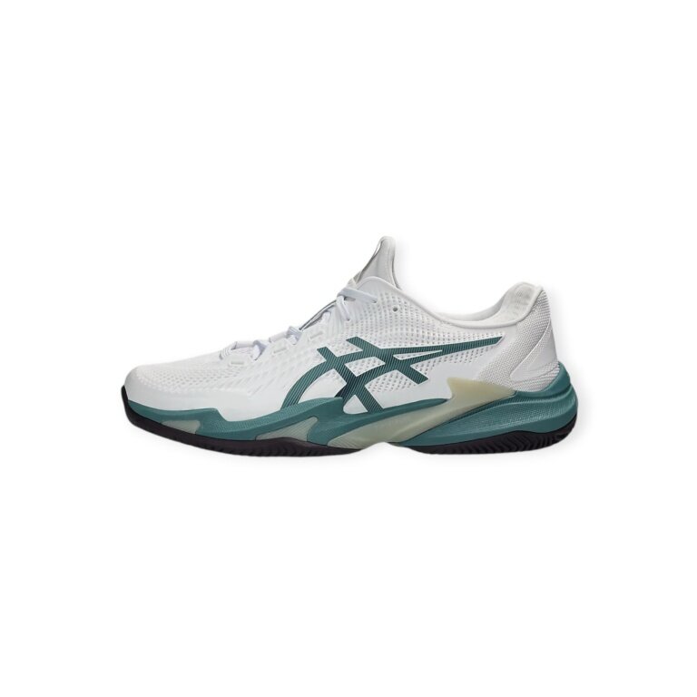 Buty tenisowe Asics Gel Court FF 3 na nawierzchnię ceglaną/piaskową/stabilność białe/turkusowe męskie