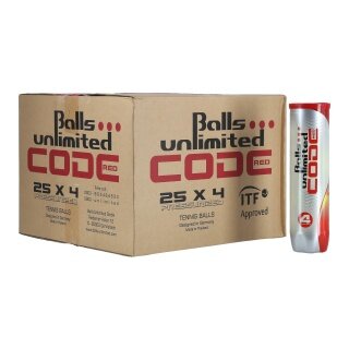 Balls Unlimited Piłki tenisowe Code Red żółte puszka 25x4 sztuki w kartonie