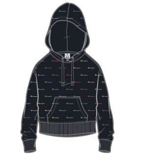 Champion Bluza z kapturem (Bawełniany hoodie) Allover Logo-Print czarny Damski