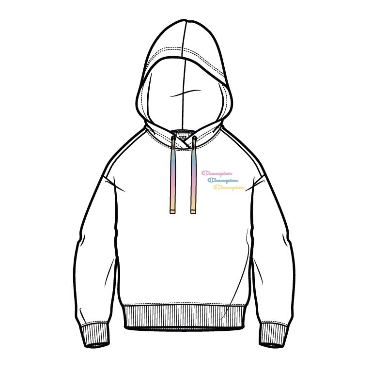 Champion Bluza z kapturem (Bawełniany Hoodie) Boxy biały Damski