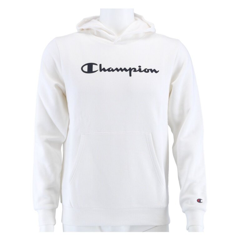 Champion Bluza z kapturem Hoodie Duży nadruk logo (ocieplana) biała chłopcy