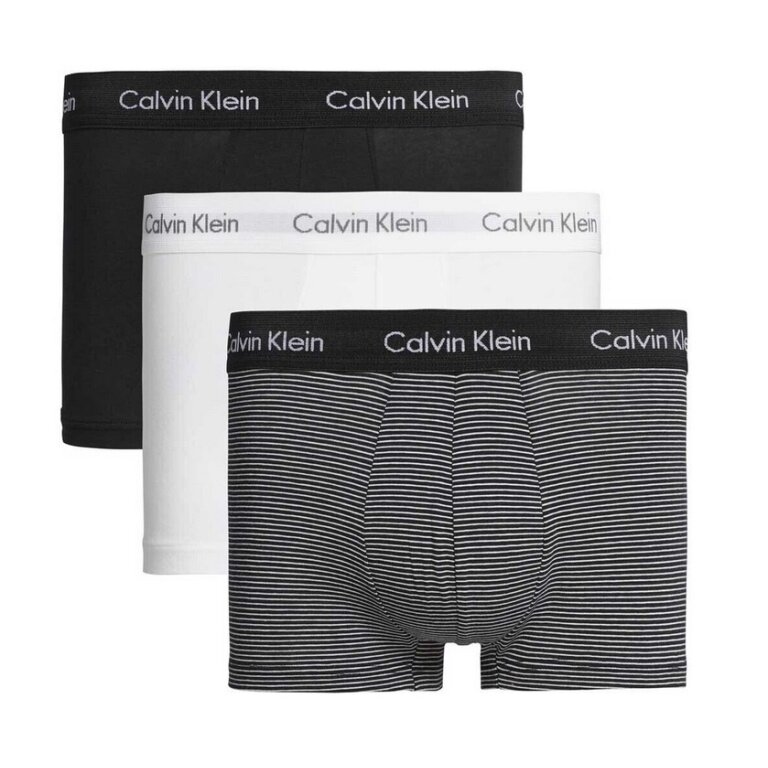 Calvin Klein Bielizna Bokserki Low Rise Trunk (Bawełna) wielokolorowe Paski biały/czarny Mężczyźni - 3 sztuki
