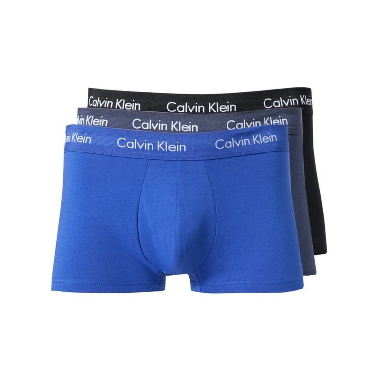 Calvin Klein Bielizna Bokserki Niskie (Bawełna) wielokolorowe czarne/niebieskie Mężczyźni - 3 sztuki