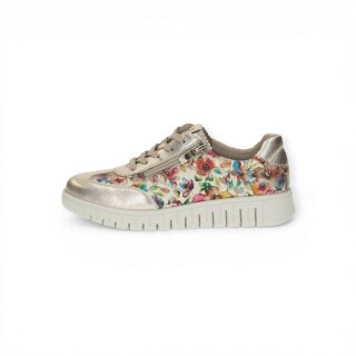 Sneaker Caprice 23761 (skóra, z bocznym zamkiem błyskawicznym) kwiatowy/złoty damski