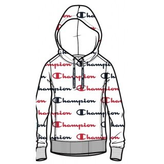 Champion Bluza z kapturem z nadrukiem logo 2021 biało/czarna/czerwona damska