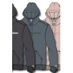 Champion Bluza z kapturem (Hoodie) z bawełnianego frotte z dużym nadrukiem logo szaro-niebieska/szaro-niebieska Mężczyźni