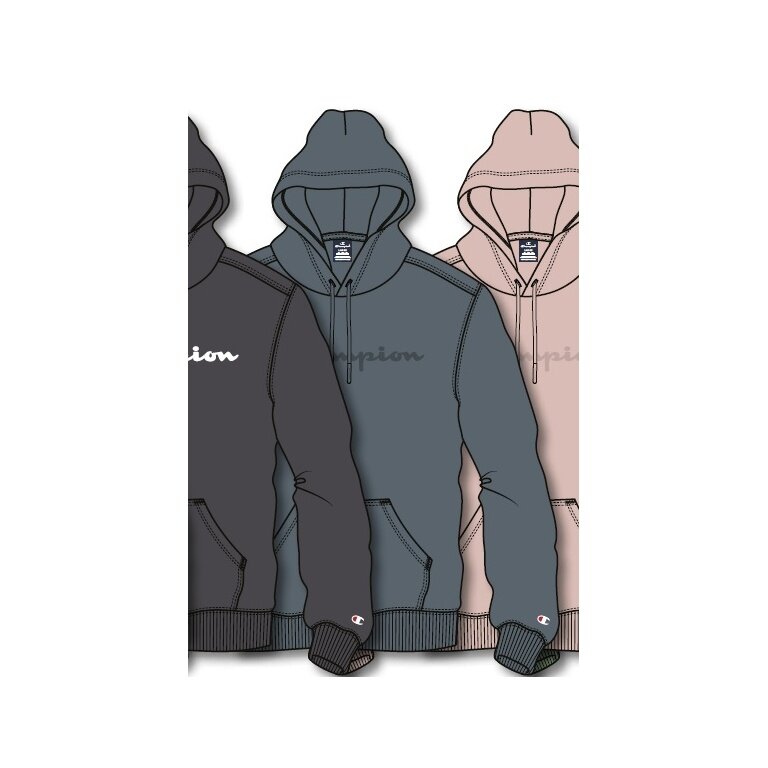 Champion Bluza z kapturem (Hoodie) z bawełnianego frotte z dużym nadrukiem logo szaro-niebieska/szaro-niebieska Mężczyźni