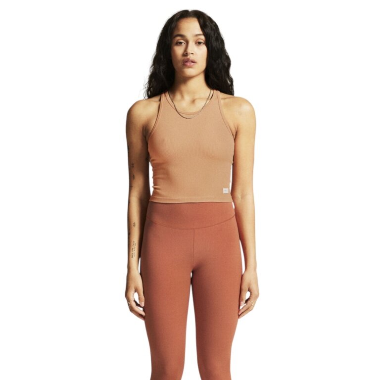 Kolektywowy top sportowy Craft Tank z ribbingu (struktura prążkowana, elastyczny materiał) brązowy dla kobiet