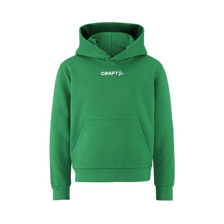 Craft Bluza z kapturem Community 2.0 Logo Hoodie (dopasowanie sportowe) zielona dziecięca