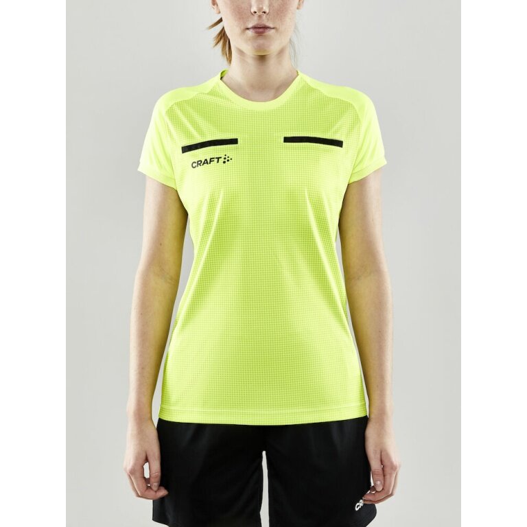 Craft Sport-Shirt Evolve Referee (recyklingowany poliester, wstawki z siateczki) neonowy żółty damski