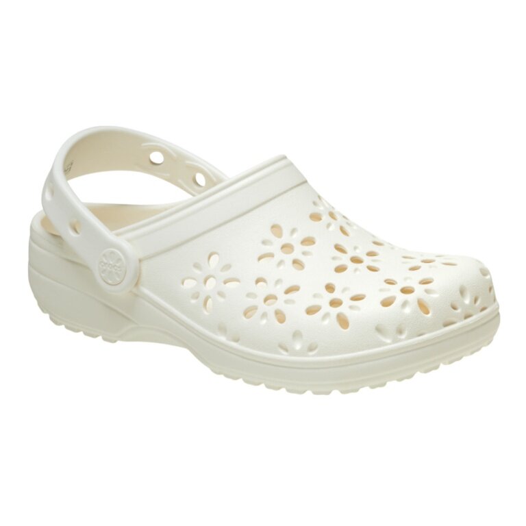 Klapki Crocs Classic Floral Cut Out Clog białe damskie