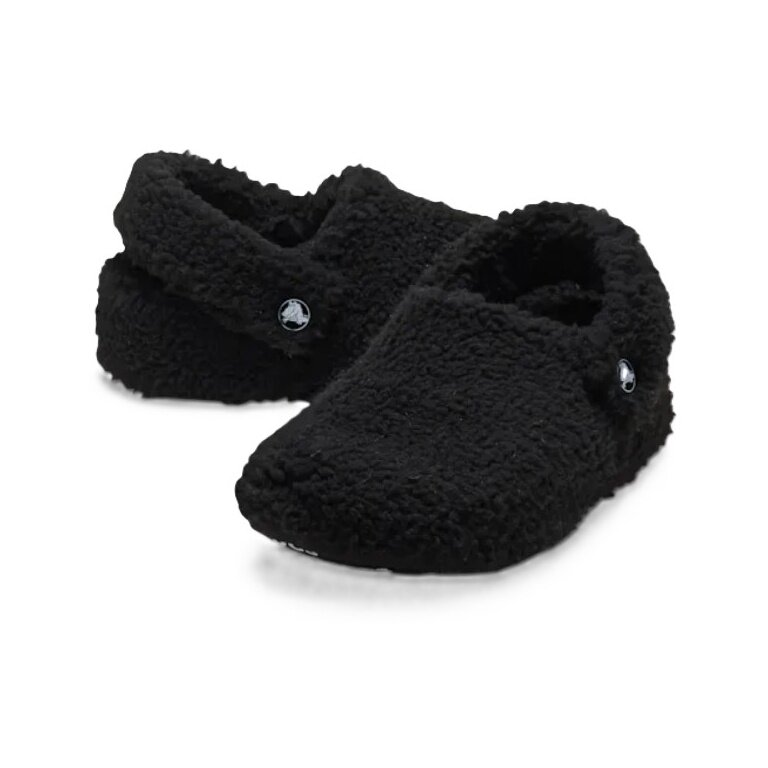 Crocs kapcie Classic Cozzzy Slipper (sztuczne futro, ciepłe) czarne dzieci - 1 para