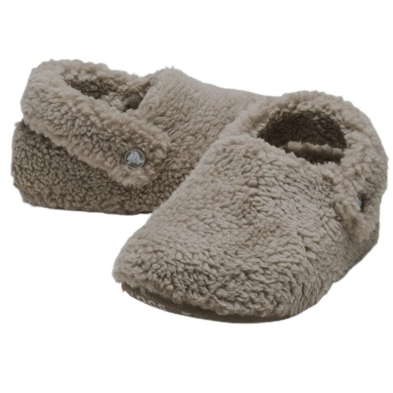 Crocs kapcie Classic Cozzzy Slipper (sztuczne futro, ciepłe) brązowe grzyby dziecięce - 1 para