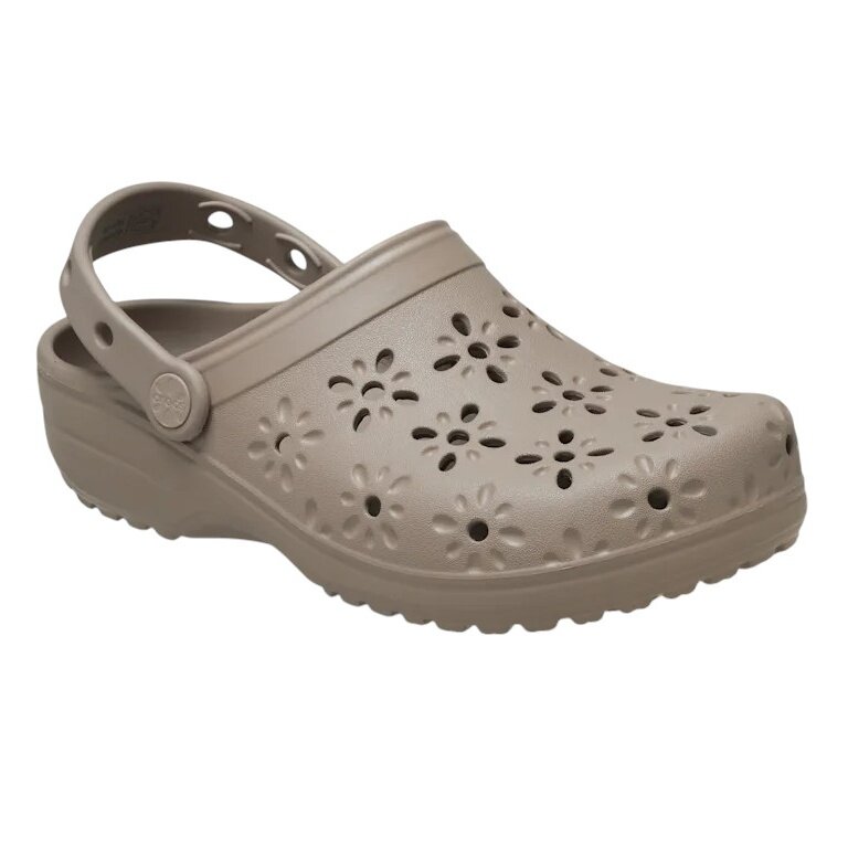 Klapki Crocs Classic Floral Cut Out Clog taupebrązowe damskie