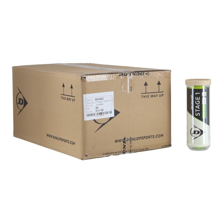 Dunlop Piłki Metodyczne Etap 1 (zielony punkt) żółta puszka 24x3 w kartonie