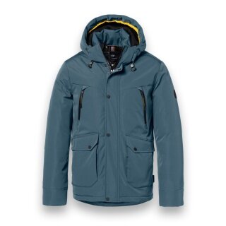 Kurtka zimowa District Wolf z kapturem (wiatroszczelna, lekka ocieplina, ciepła) stalowoniebieska męska