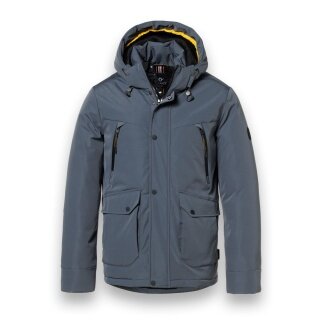 Kurtka zimowa męska Wolf z kapturem (wiatroszczelna, lekka ocieplina, ciepła) w kolorze niebieskim airforce