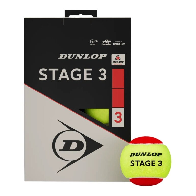 Piłki metodologiczne Dunlop Stage 3 żółto/czerwone 12 sztuk w kartonie