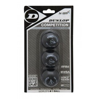 Dunlop Squashball Competition (1 Punkt, prędkość wolna) czarny opakowanie blistrowe - 3 piłki