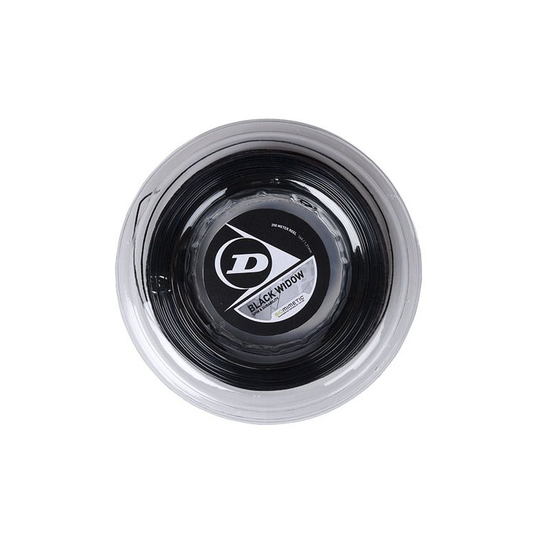 Dunlop Sznur tenisowy Black Widow (Trwałość+Spin) czarny 200m rolka