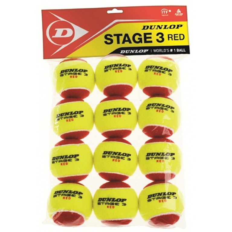 Dunlop piłki metodologiczne Stage 3 żółto/czerwone 12 sztuk w opakowaniu