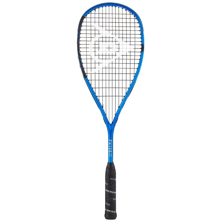 Dunlop Rakieta Squash Sonic Core FX 125 Pro Lite 125g/z wyważeniem na rączkę niebiesko/czarna - naciągnięta -