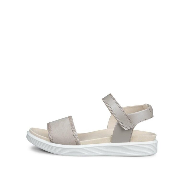 ECCO sandały Soft (skóra licowa) beżowo/srebrne damskie