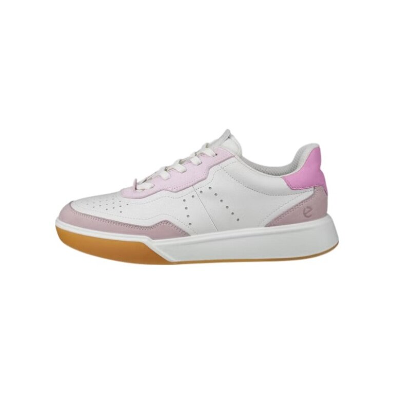 ECCO Sneaker Street Court Lea (skóra premium) biało-różowo-fioletowe damskie