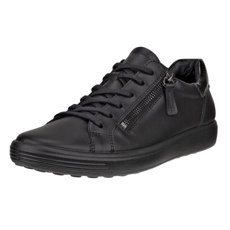 ECCO Sneaker Soft 7 Side Zip Lace (skóra licowa premium) czarny damski