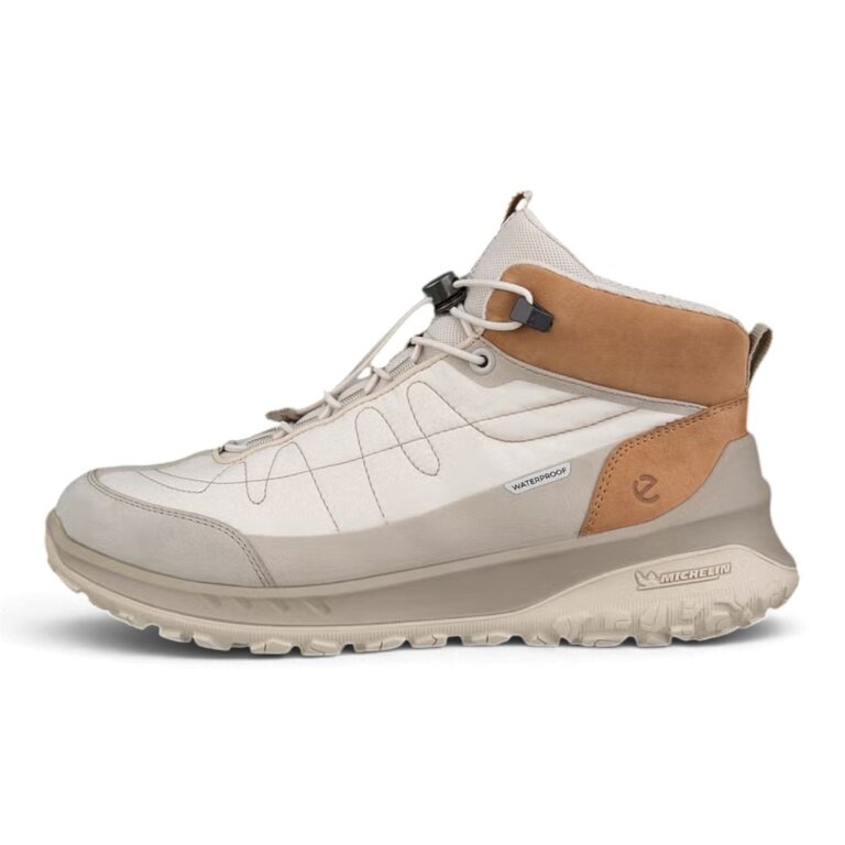 ECCO buty trekkingowe ULT-TRN Mid-Cut WP (system szybkiego sznurowania, wodoodporne) beżowo-szare damskie