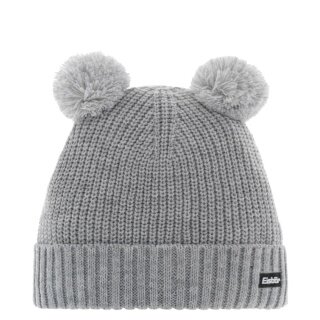 Czapka zimowa Eisbär (Pompon) Ponti - z wełnianym pomponem jako uszami - jasnoszara - dziecięca