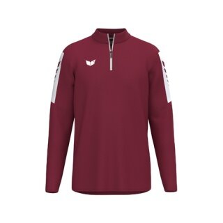 Erima Sportowa koszulka z długim rękawem Intro Training Top (na pół zamek, wytrzymały materiał funkcyjny) bordowy dla chłopców