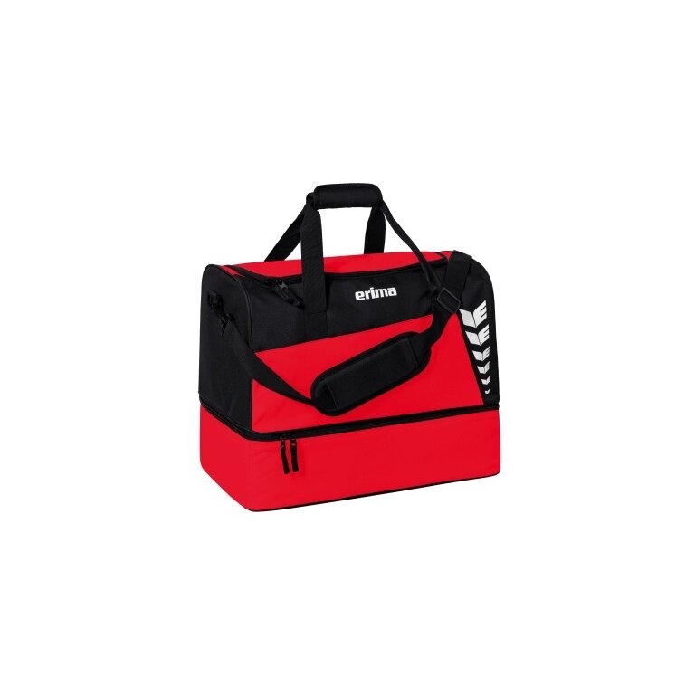 Torba sportowa Erima Six Wings z przegrodą na dnie (rozmiar L - 94,5 litra) czerwona/czarna 60x35x45cm