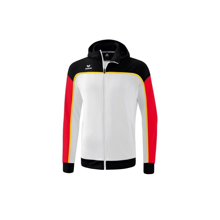 Erima Kurtka treningowa Change z kapturem (recyklingowany poliester, wytrzymała, z kieszeniami na zamek błyskawiczny) biało/czarna męska