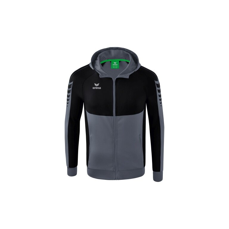 Erima Kurtka treningowa Six Wings z kapturem (mieszanka bawełny, miękka i wygodna) szara/czarna męska