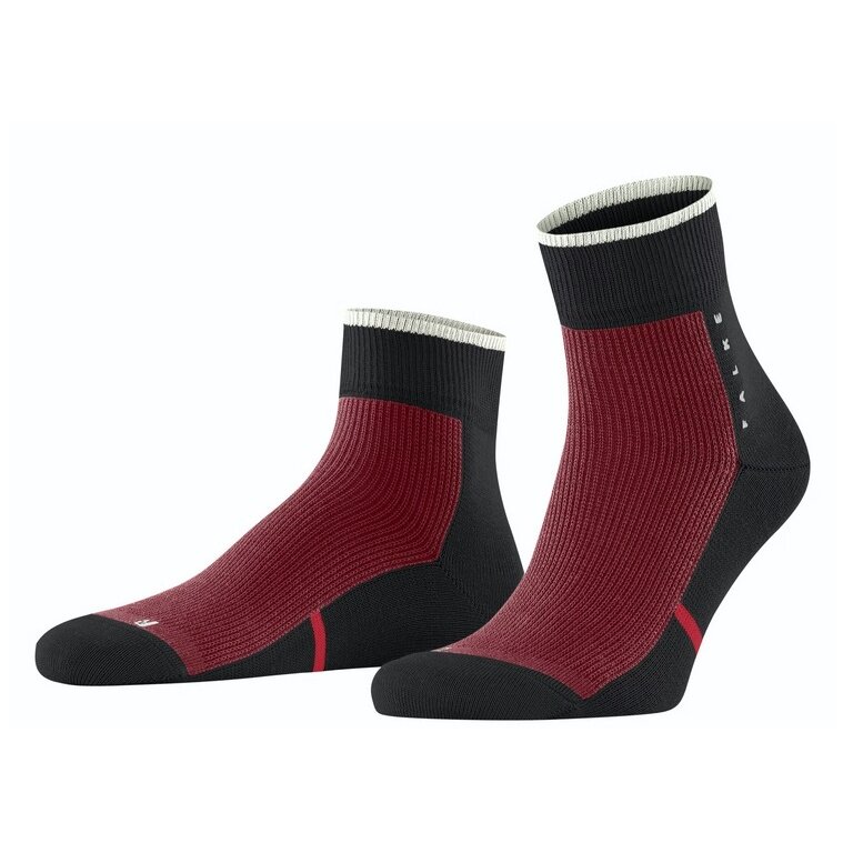 Falke Skarpetki Dziennie Ankle Versatile (Bawełna organiczna, wytrzymałe) czarne/czerwone - 1 para