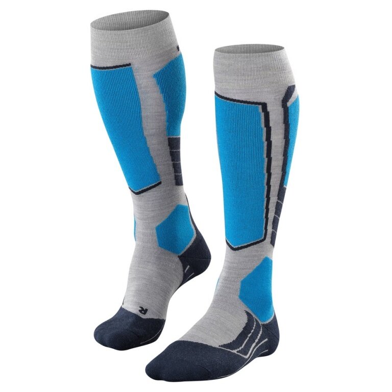Falke Skarpetki narciarskie SK2 Intermediate Wool (średnie wzmocnienie) szare/niebieskie męskie - 1 para