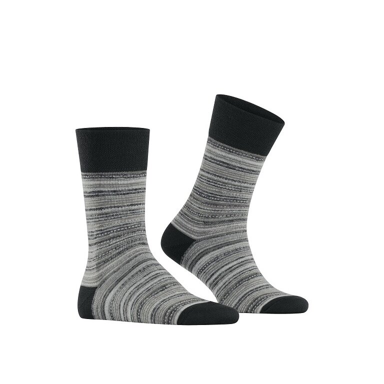 Falke Skarpetki dzienne Crew Sensitive Rooted (wzór w paski, bawełna) czarny/szary męskie - 1 para