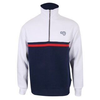 Gola Pullover 1/4 Zip Brushed Back Sweat Stripes biały/granatowy Mężczyźni