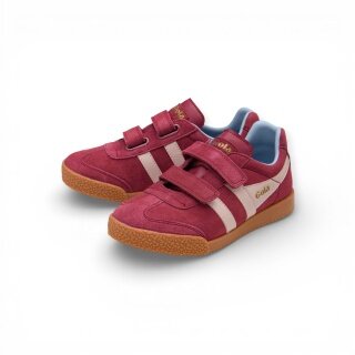 Sneaker Gola Harrier 2026 (zamsz, rzep) bordowy/różowy/niebieski dziecięcy