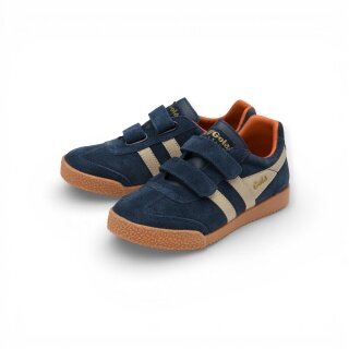 Sneaker Gola Harrier 2026 (zamsz, rzep) granatowy/kremowy/pomarańczowy dziecięcy