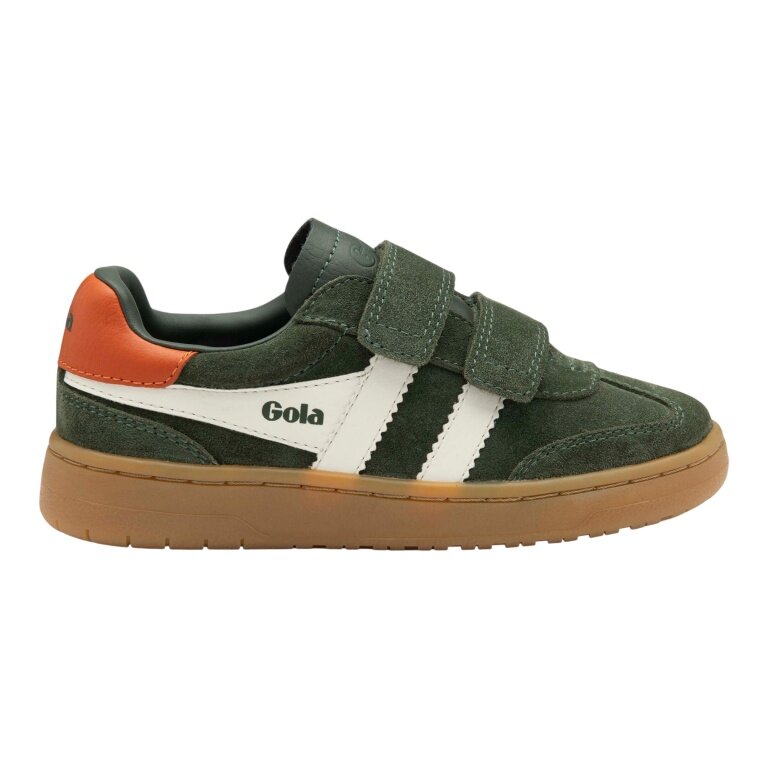 Sneaker Gola Viper 2026 (zamsz, rzep) khaki/pomarańczowy dziecięcy