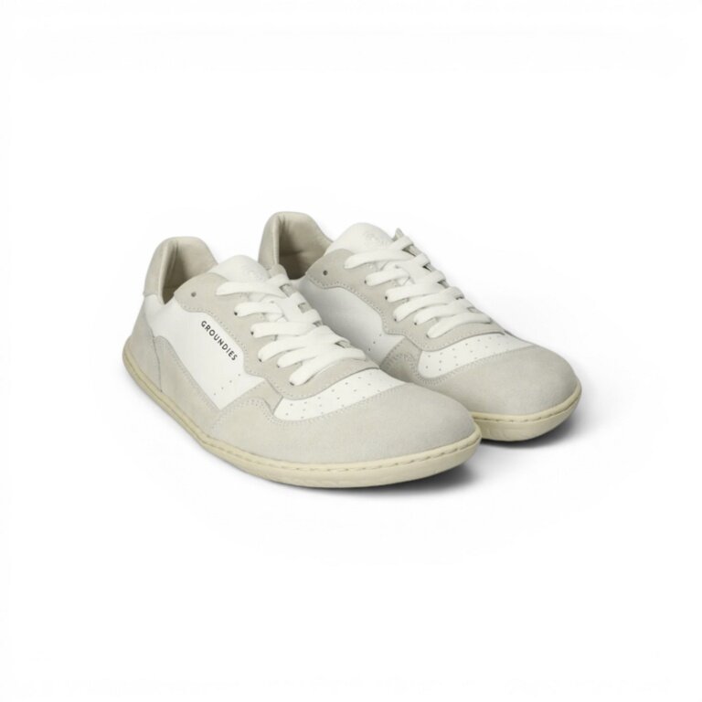 Groundies Barfussschuhe Sneaker Nova GO1+ (Zero Drop, zamsz) biały/szary damskie