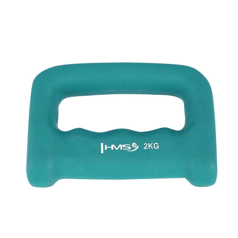 HMS Fitness uchwyt hantli CK20 (z pierścieniem) z żeliwa z powłoką neoprenową - 2kg zielony - 1 sztuka