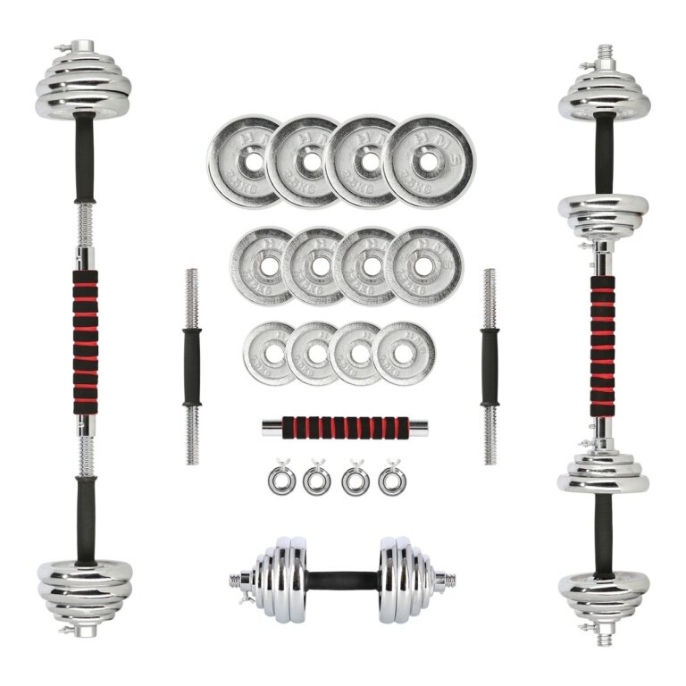 HMS Fitness Hantla Regulowana SR52 w Walizce (20kg, Chrom) srebrna