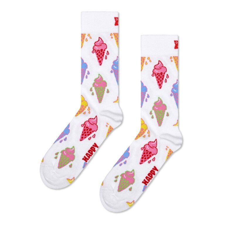 Skarpetki Happy Socks codzienne Crew Lody (Eiscreme) białe - 1 para