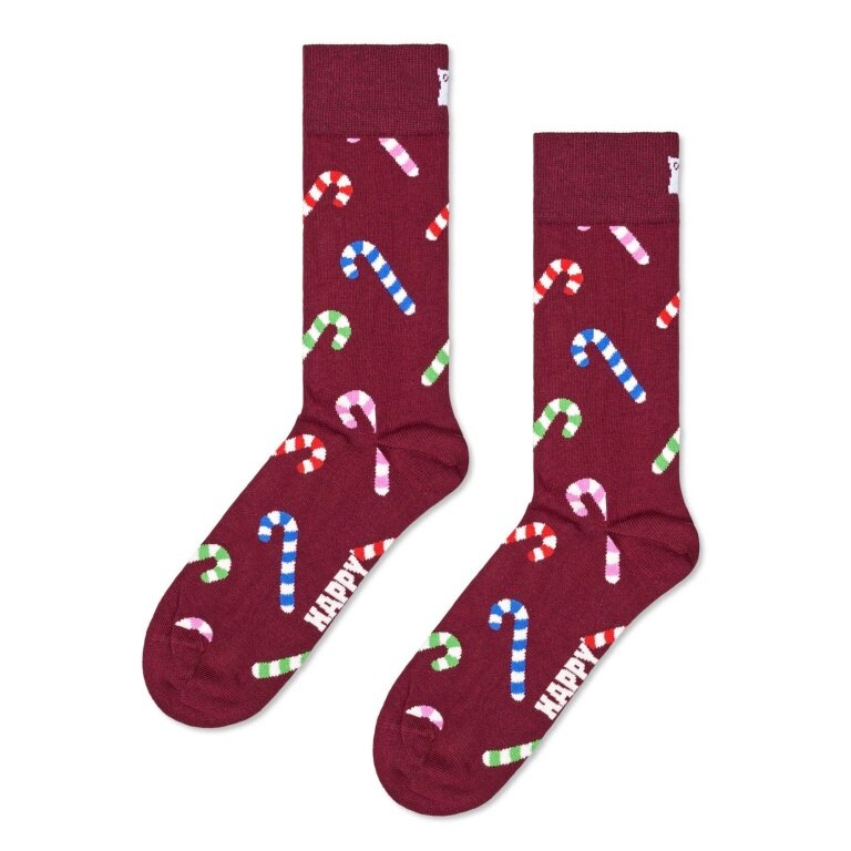 Happy Socks Skarpetki dzienne Crew Candy Cane (Cukrowa Laska) bordowy - 1 para